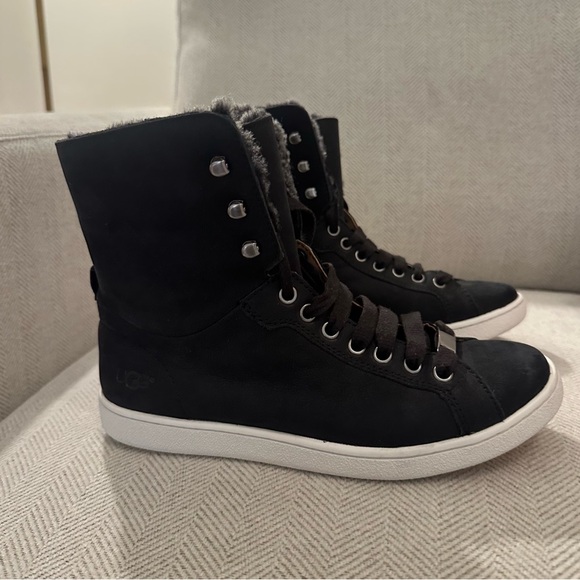 NWOT UGG Women's Black High-Top Sneakers with White Sole - Picture 2 of 9